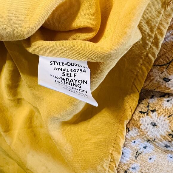 Davi & Dani Floral Print Short Sleeve Flare Dress Size S Small Yellow Multi - Picture 4 of 7